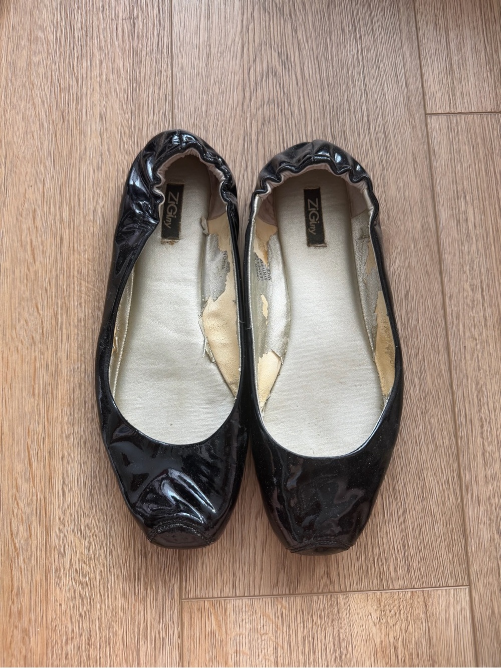 Ziginy Women’s Ballet Black Flats Patent Leather
